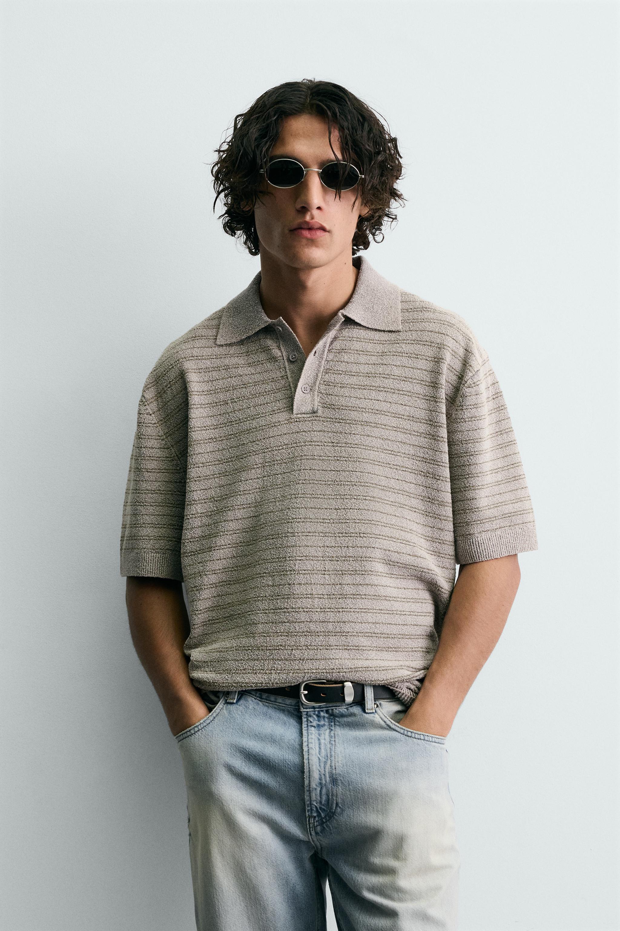 BOUCLÉ TEXTURED KNIT POLO SHIRT